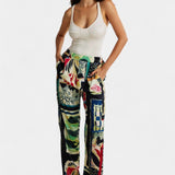 Arce High Waist Tight Pants with Floral Pattern