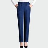 Rūta - Stylish women's jeans with side pockets and elastic waist