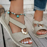 Sarah - Flat Sandals With Metal Buckle