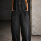Leah - Vintage Washed Cotton Denim Overalls