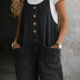Leah - Vintage Washed Cotton Denim Overalls