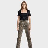 Carina - Retro jeans with leopard print