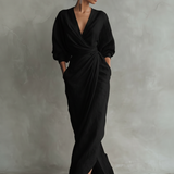 Lucie - Pink Linen Maxi Dress