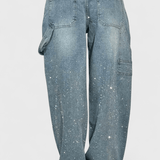 Dariya Cargo Balloon Jeans with Glitter and Stone Applications