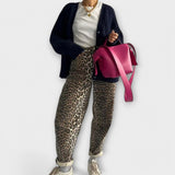 Carina - Retro jeans with leopard print