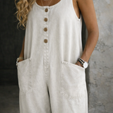 Justine - Vintage Washed Cotton Denim Overalls