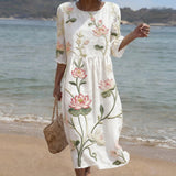 Kate - Dress with Plant and Flower Print