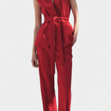 Carlen Classic Vest with Belt and Wide Leg Pants Set