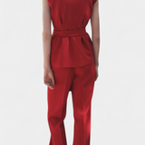 Carlen Classic Vest with Belt and Wide Leg Pants Set
