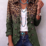 Emma | Leopard Ombre Ruffle Blazer Jacket