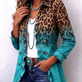 Emma | Leopard Ombre Ruffle Blazer Jacket