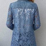 Harper | Blazer Jacket with Floral Lace Paneling