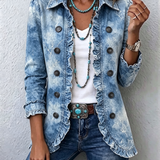 Sofia | Boho-Style Gradient Vintage Botanical Print Ruffle-Detail Jacket
