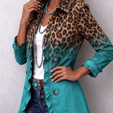 Emma | Leopard Ombre Ruffle Blazer Jacket