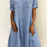 Bailey - Casual Denim Style Midi Dress